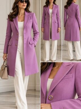 Versace Collection Purple Wool Coat – Medusa Buttons – Size 40